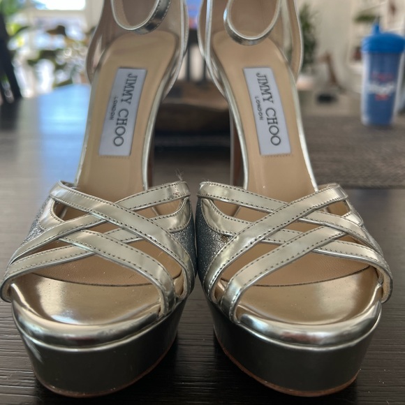 Jimmy Choo silver heels. Wore for my wedding for only a few hours. - Picture 3 of 6